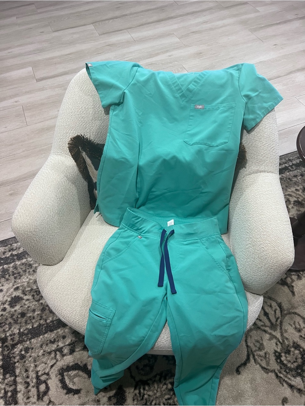 Women’s Teal Figs Scrub Set - Short Sleeve Top & Drawstring Pants